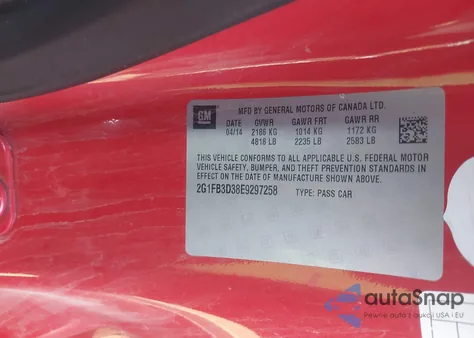 2014 Chevrolet Camaro 1Lt from USA, damaged, VIN 2G1FB3D38E9297258